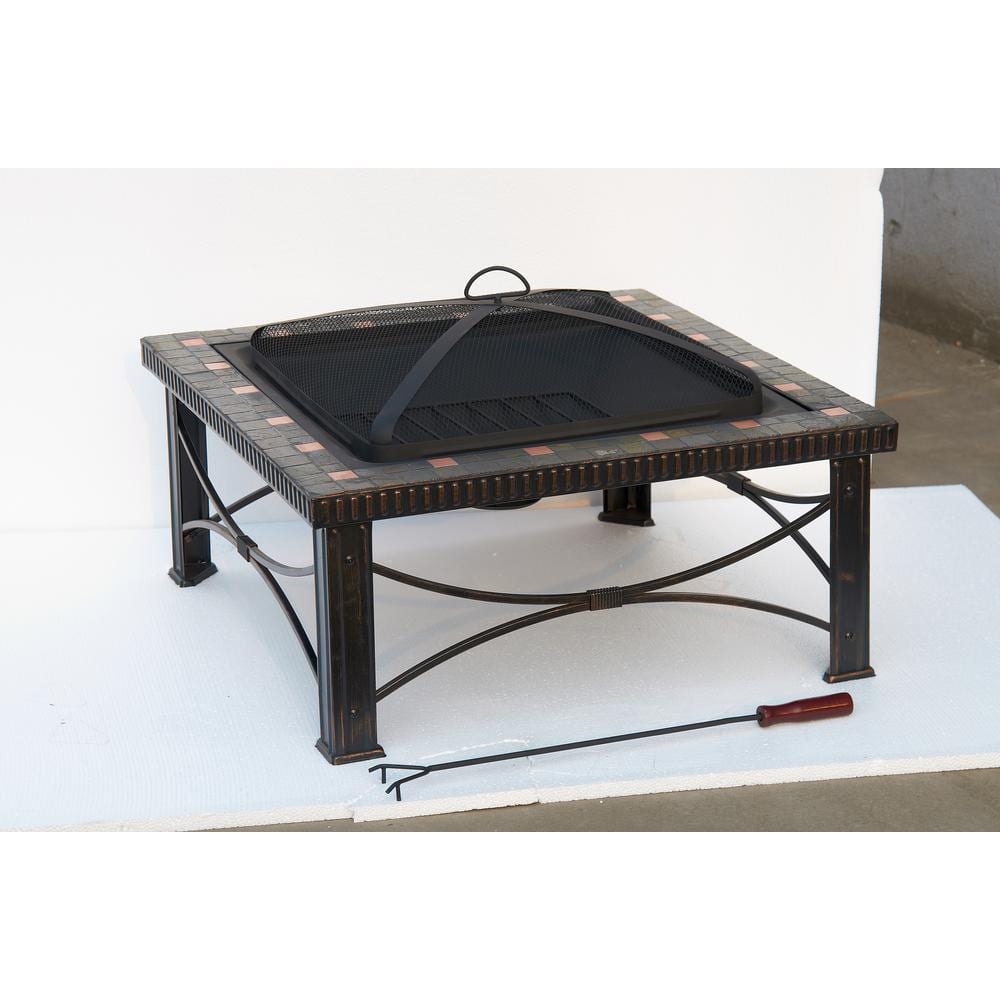 Hiland Square Slate Tile Fire Pit, How To Tile A Fire Pit