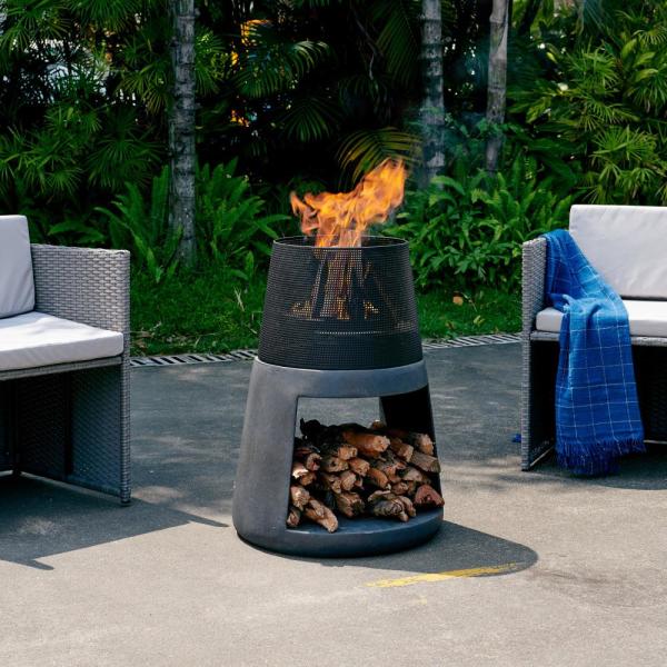 Danya B Conic Faux Stone Fire Pit, Faux Stone Outdoor Fireplaces