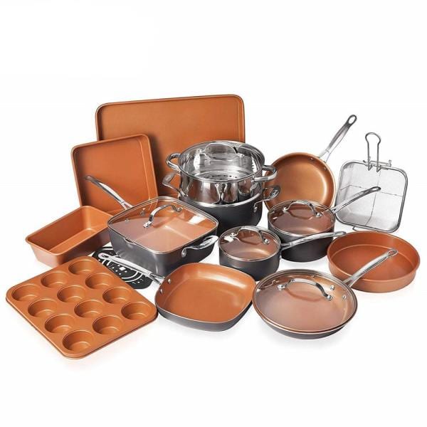 20-Piece Aluminum Non-Stick Ti Ceramic Cookware Set With Lids And Bakeware Set 